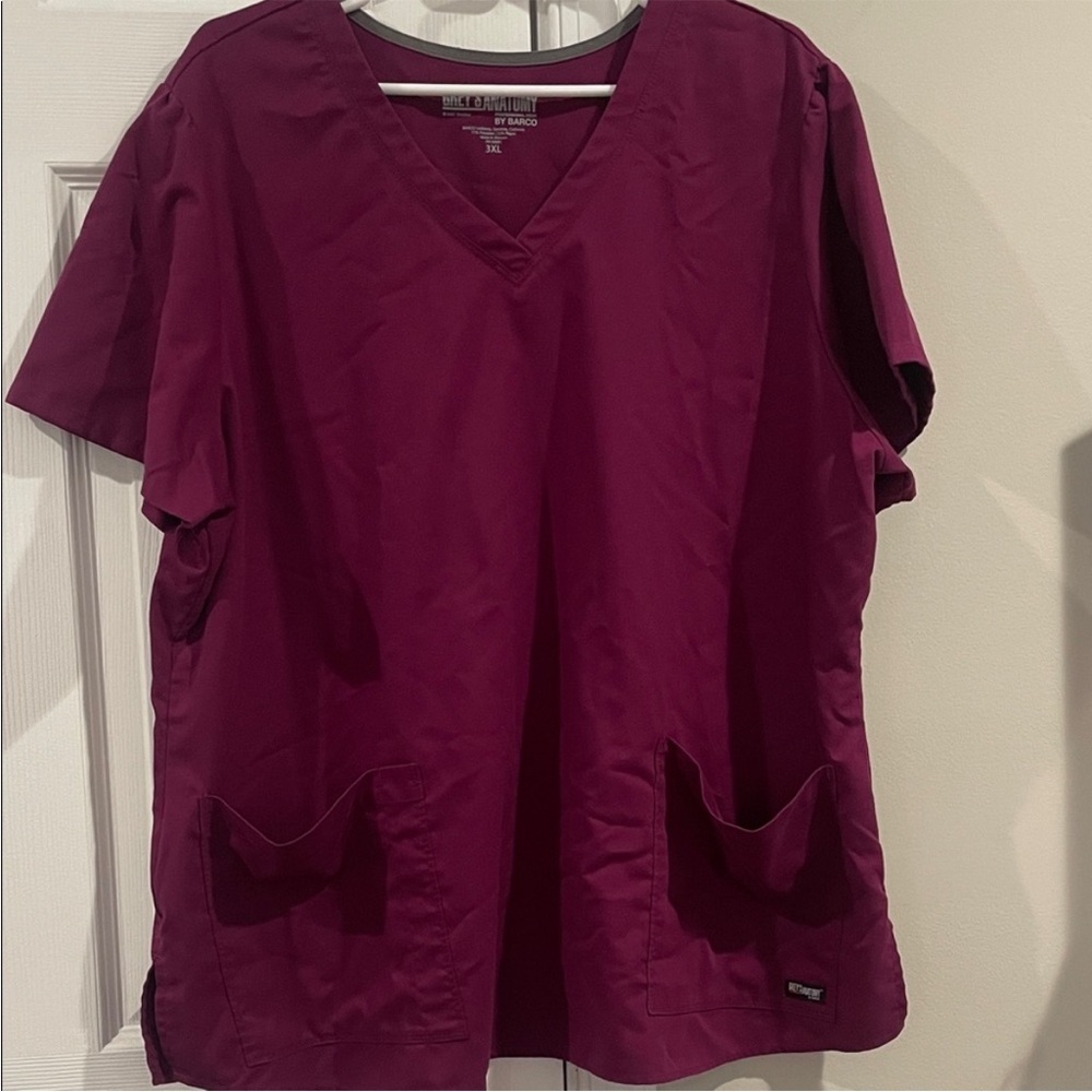 ⭐️Grey’s Anatomy by Barco Uniforms V-Neck Scrub Top - Maroon Size 3XL